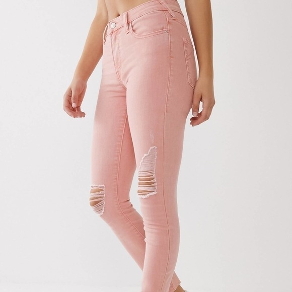 True Religion‎ Pink Raw Hem Distressed Skinny Jeans Size 28 NWT - Picture 9 of 10